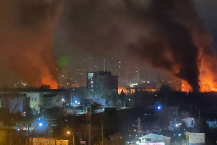 Shelling of Odesa by Russian forces, flames