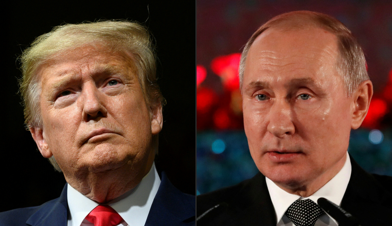 Путін і Трамп на фоні України