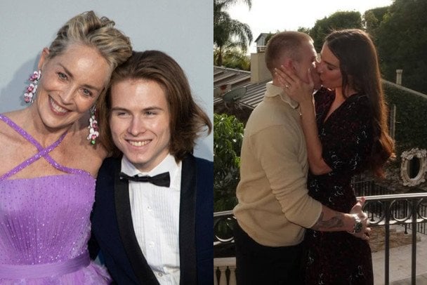Sharon Stone and son with fiancée
