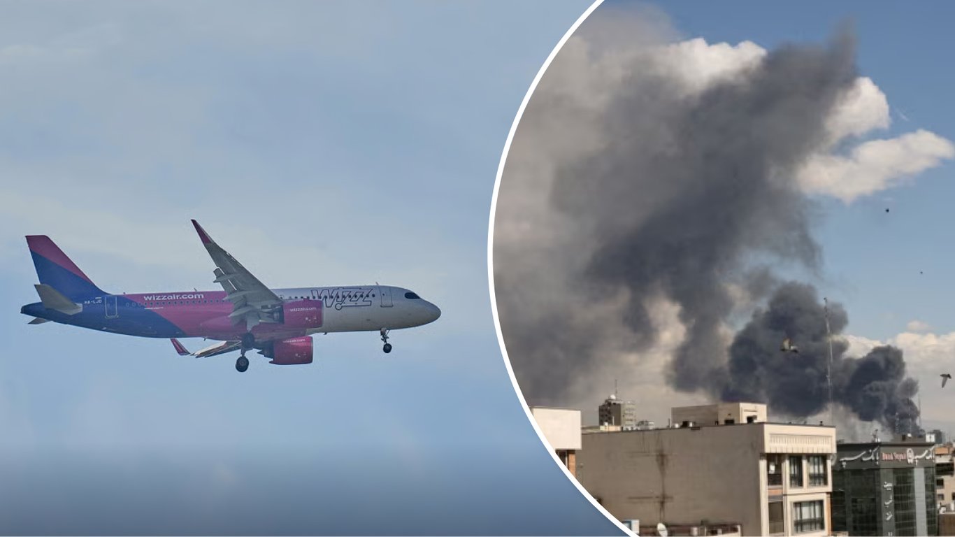 Самолет Wizz Air в небе
