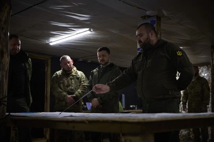 President near the military unit in Donetsk