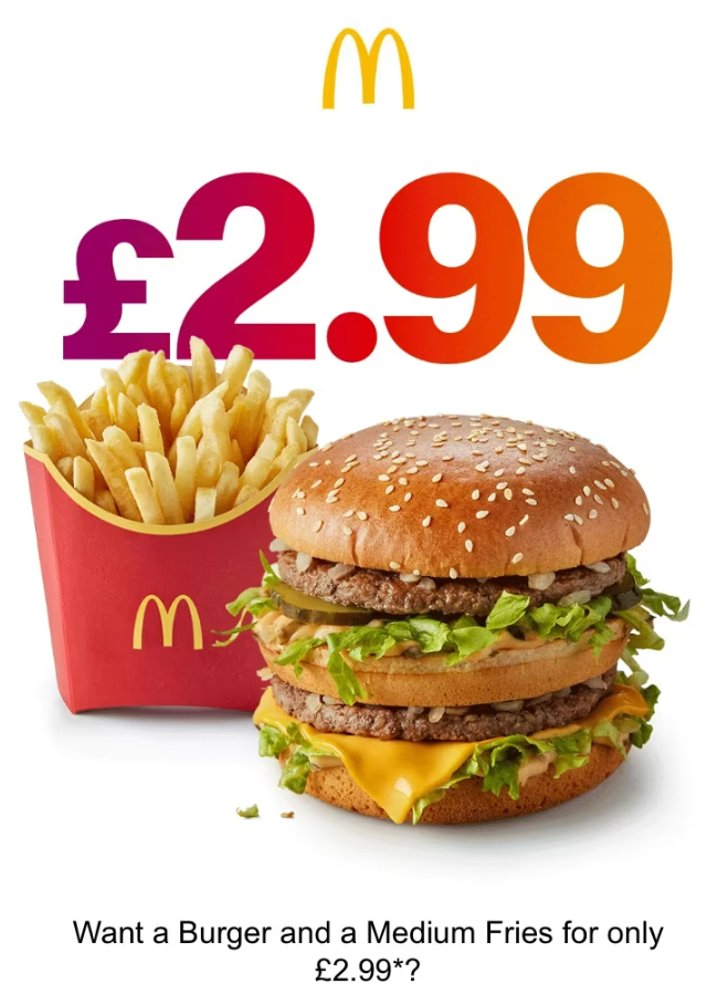 McDonald’s offers a burger and fries for £2.99: how to get the deal
