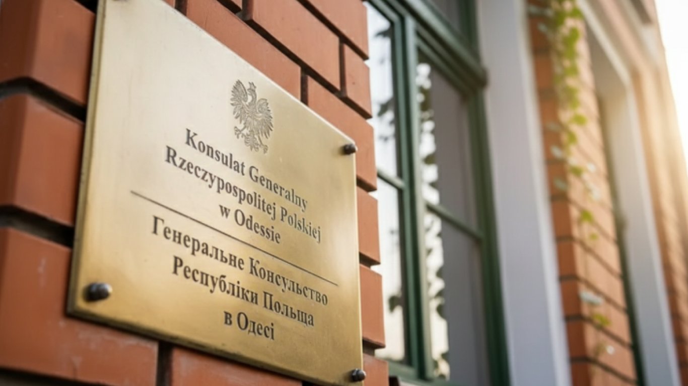 Пошкоджене консульство Польщі в Одесі