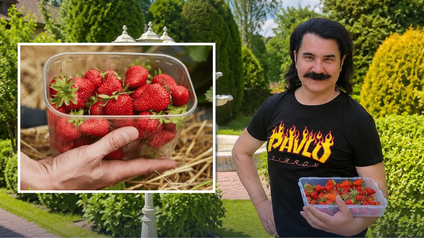 Znany ukraiński artysta chwali się pierwszymi truskawkami ze swojej działki pod Kijowem