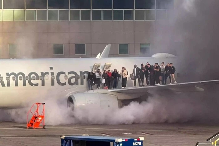 Passenger plane during fire