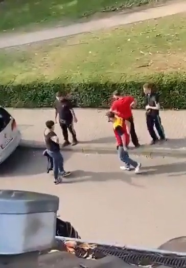Horror moment DHL driver beats up couple over parking row as brute pulls boxing moves to land brutal string of punches