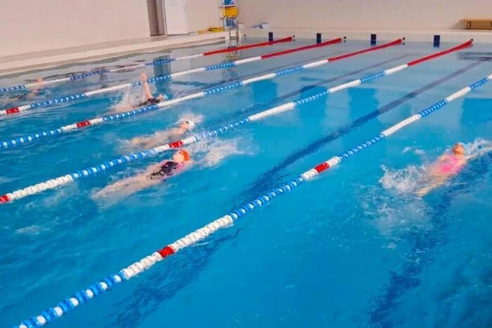 Children in the swimming pool in Vinnytsia