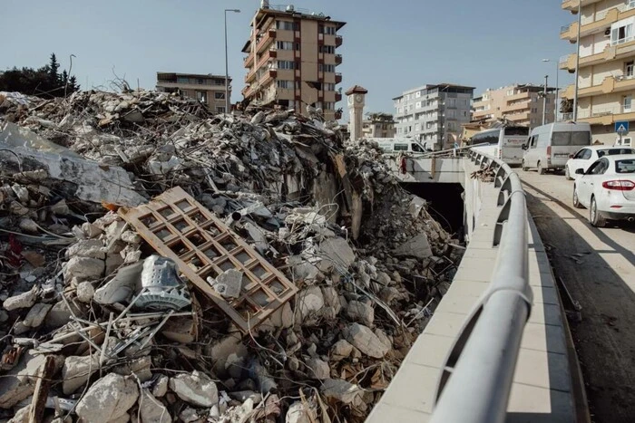 Damaged buildings after the earthquake in Iran