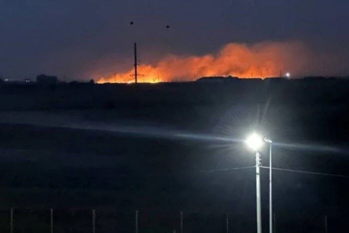 Fire at the airfield and explosions