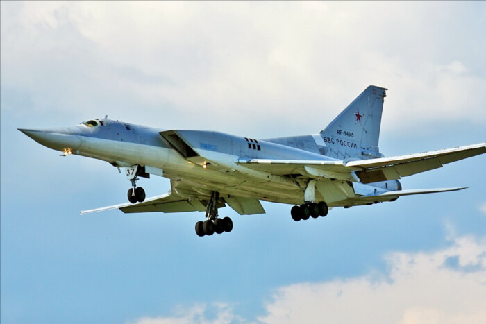 Damaged Tu-22M3 aircraft at the airfield