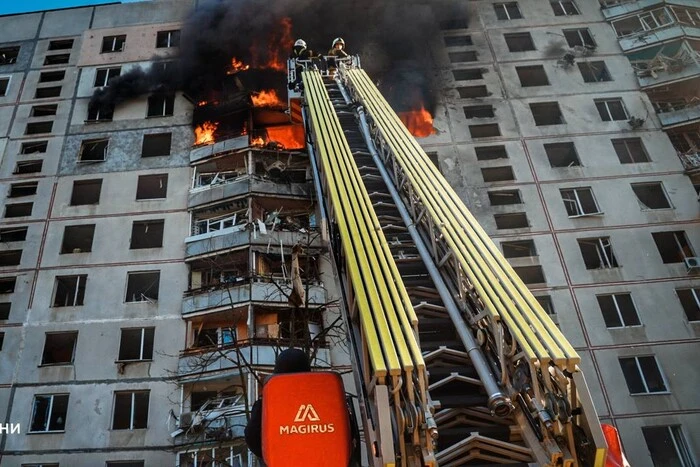 High-rise building in Kharkiv after shelling