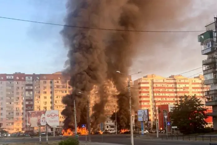 Shown aftermath of hitting in Sumy