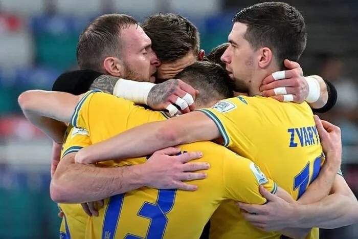 Ukraine's national team celebrates victory