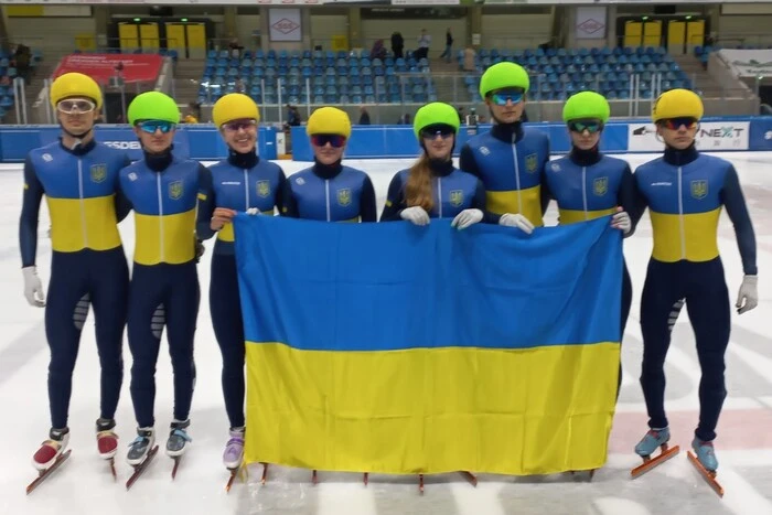 Ukrainian athletes on the podium in Dresden