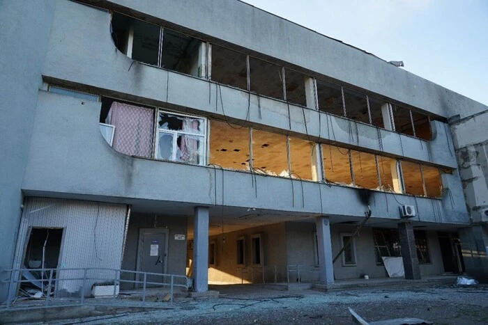 Damaged bus station due to Russian drones