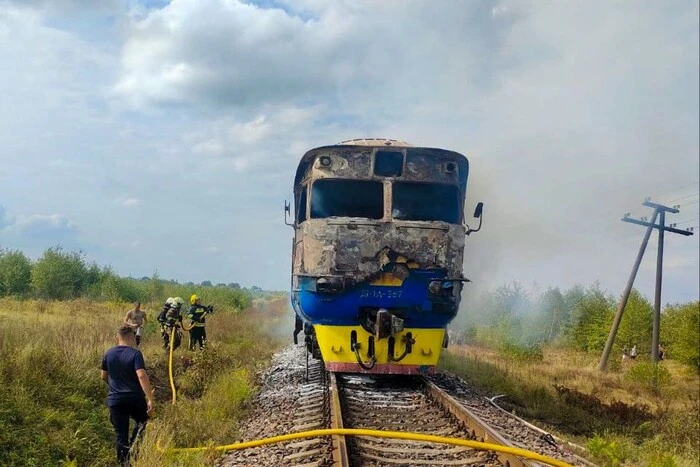 Passenger train on fire in Rivne region