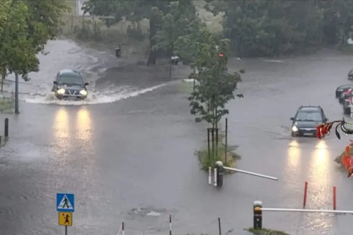 Flooded Polish cities after a storm