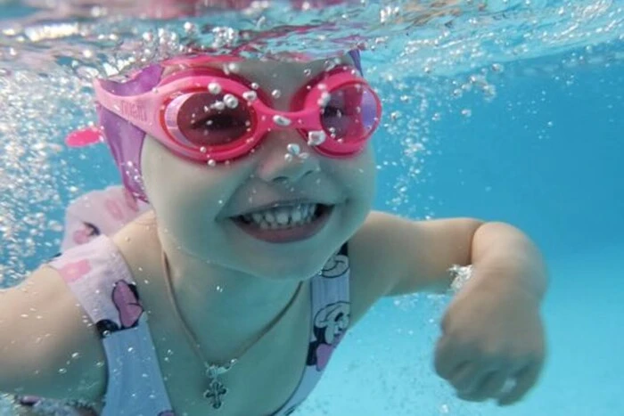 Two-year-old girl from Odessa is swimming