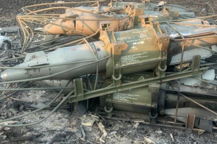 Photo of destroyed ammunition at the airfield