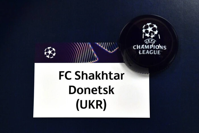 UEFA Champions League logo on stadium