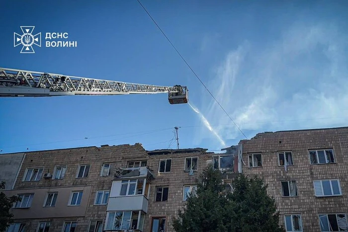 Damaged high-rises and infrastructure in Lutsk