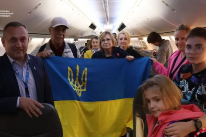 Plane with evacuated Ukrainians on the tarmac