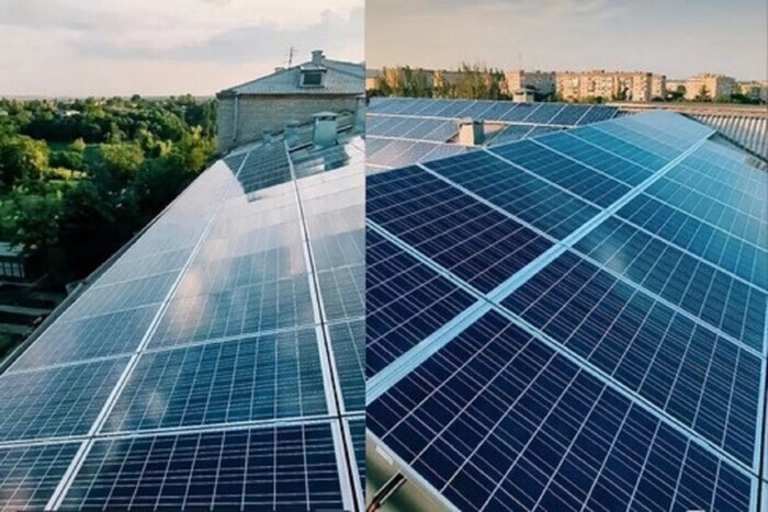 Solar panels on hospital roofs