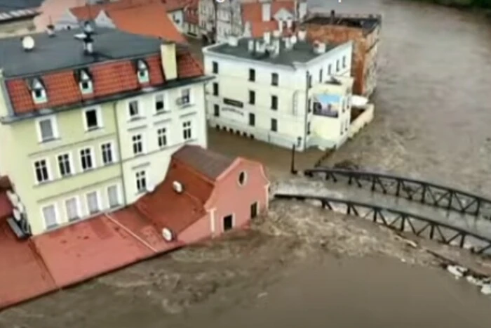 Flooded houses in Europe