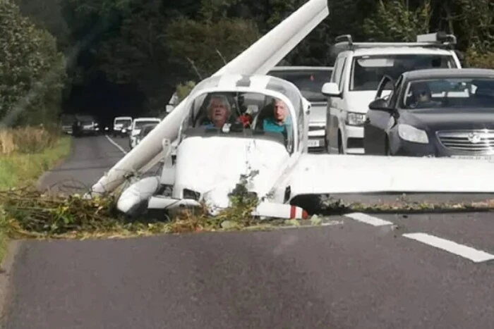 Airplane crash on busy road in England