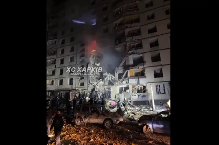 Kharkiv high-rise building after attack by occupiers