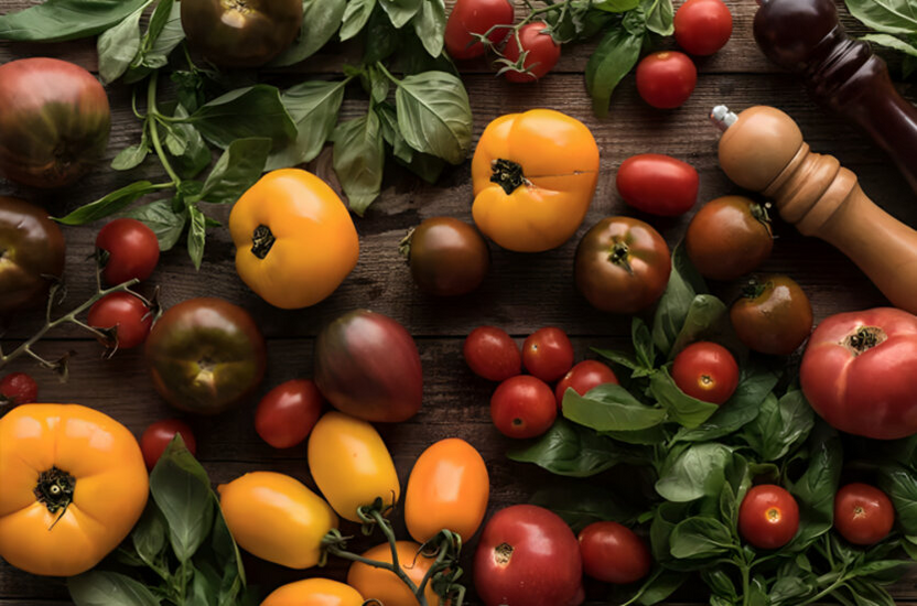 Red tomatoes on the market