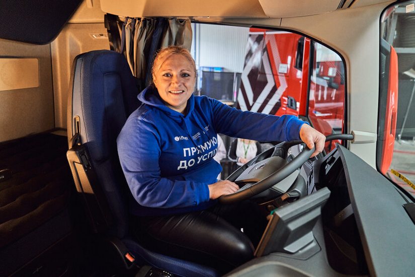 Female driver behind the wheel