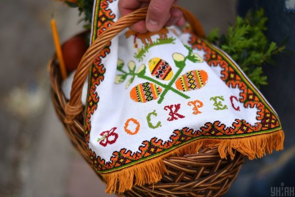 Великодній кошик із освяченими продуктами