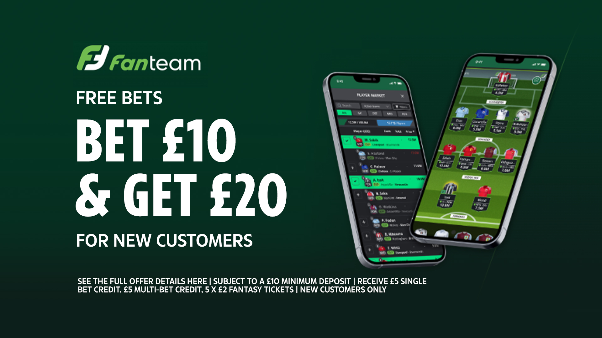 FanTeam bonus: Get £20 free bets when you sign-up and bet £10 on football