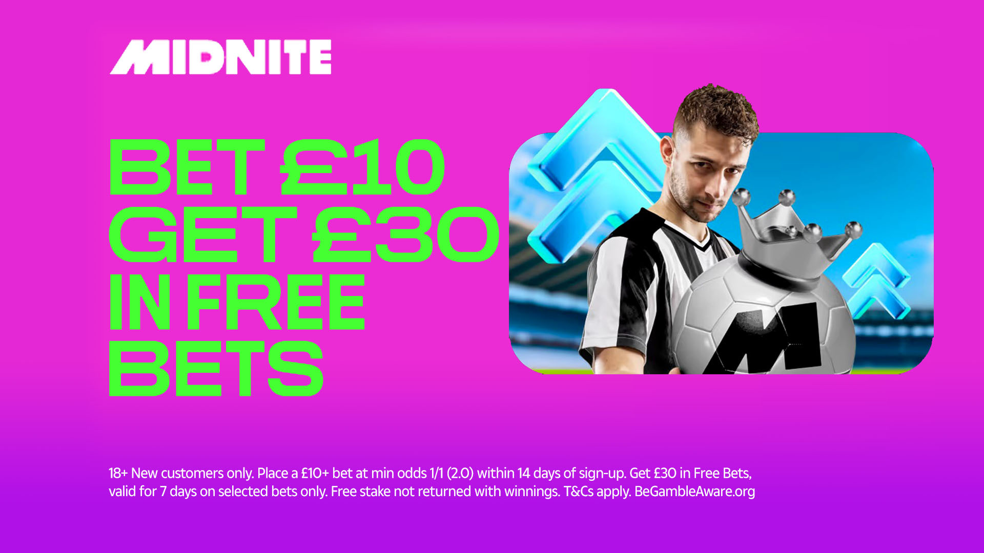 Новим гравцям Midnite: отримайте £30 у вигляді безкоштовних ставок на футбол