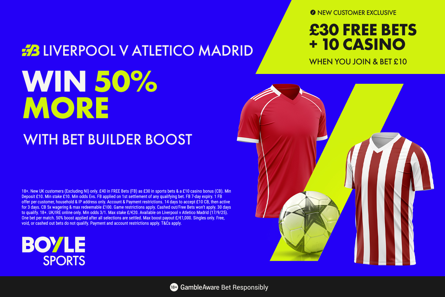 Bonus £40 na zakłady od BOYLE Sports: jak go otrzymać przed meczem Liverpool – Atletico
