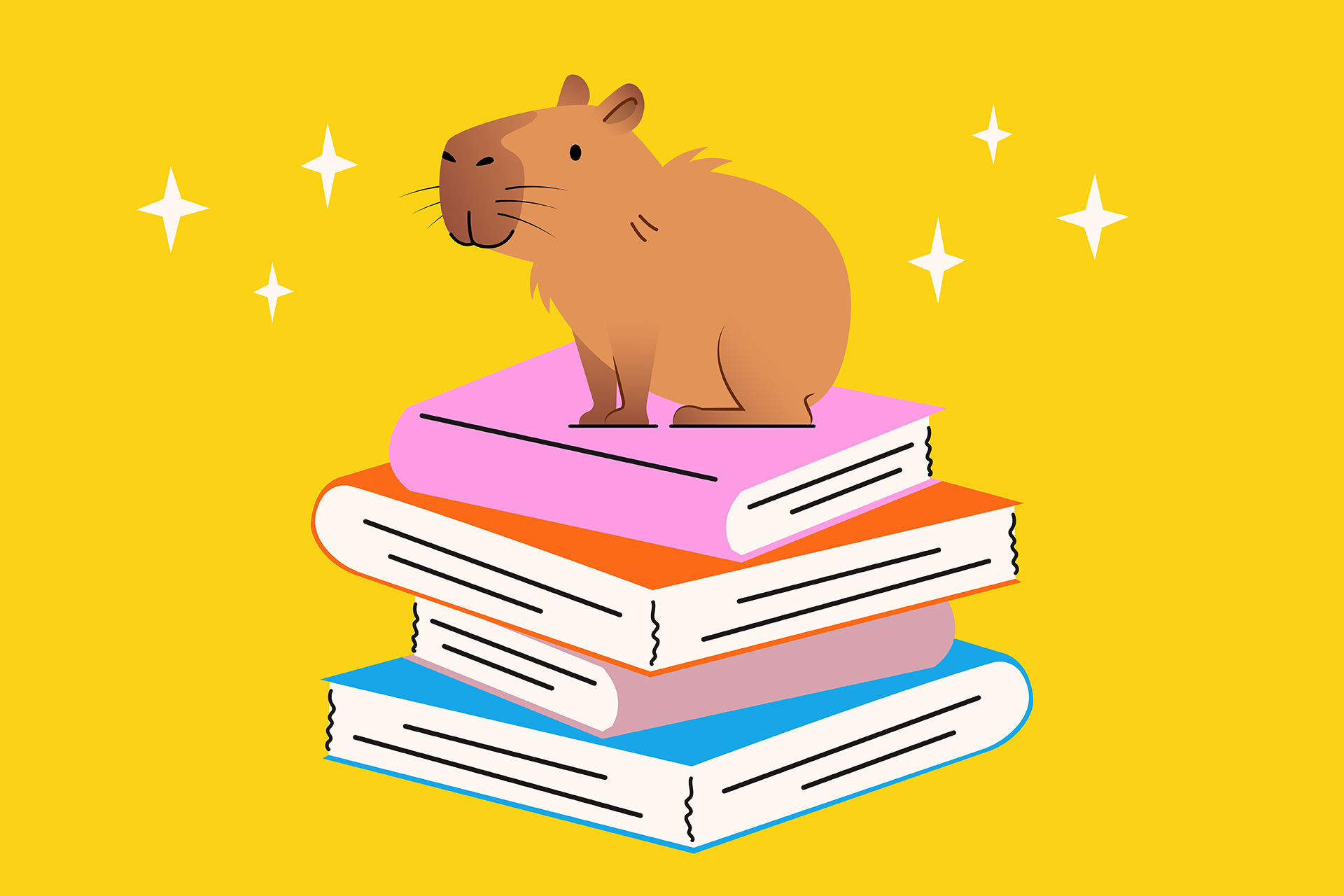 Капібара та книги для читання
