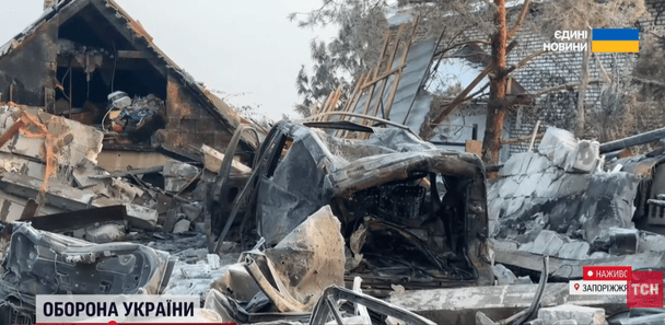 Разрушение жилого дома дронами