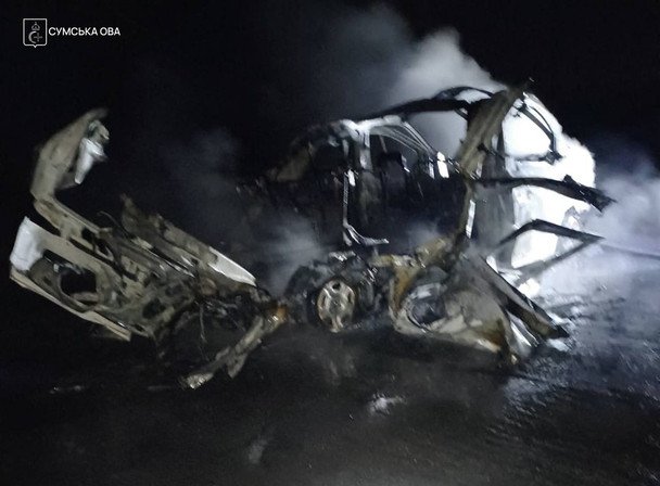 Дрон попал в авто на Сумщине