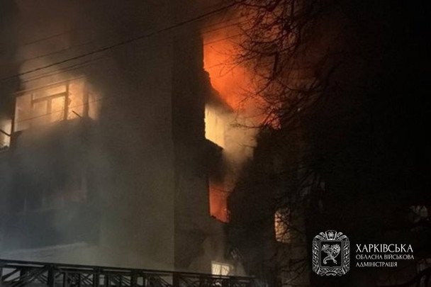 Drone strike on apartment building