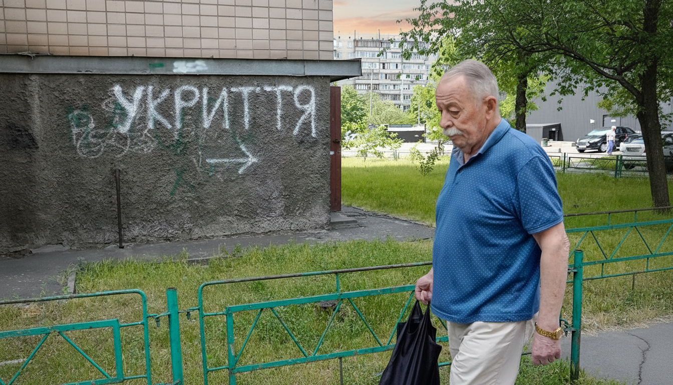 Вход в укрытие в Киеве