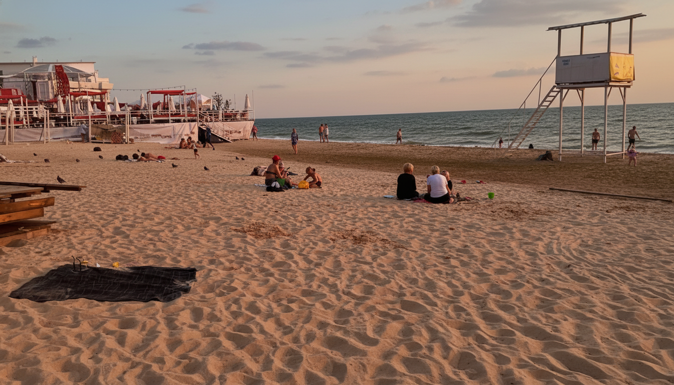 Пляж на Одещині, море хвилюється