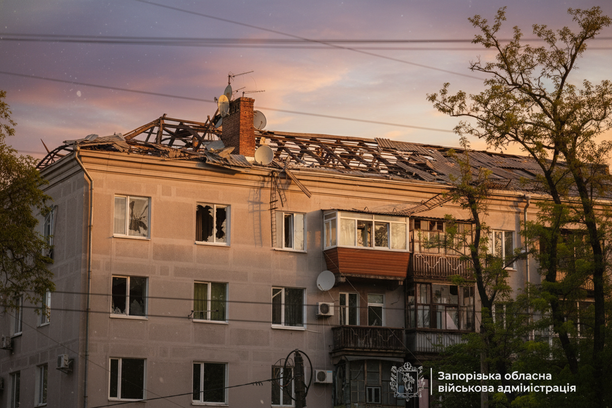 Запорожье под ударом: беспилотник попал в крышу супермаркета, есть раненые