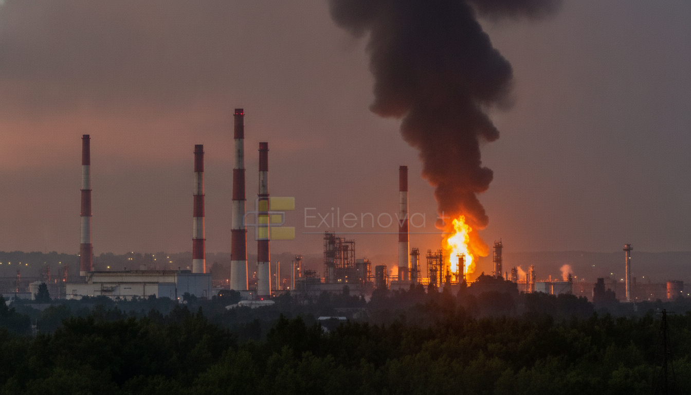 Drone Strike Sets Krasnodar Oil Refinery Ablaze After Debris Hits Facility