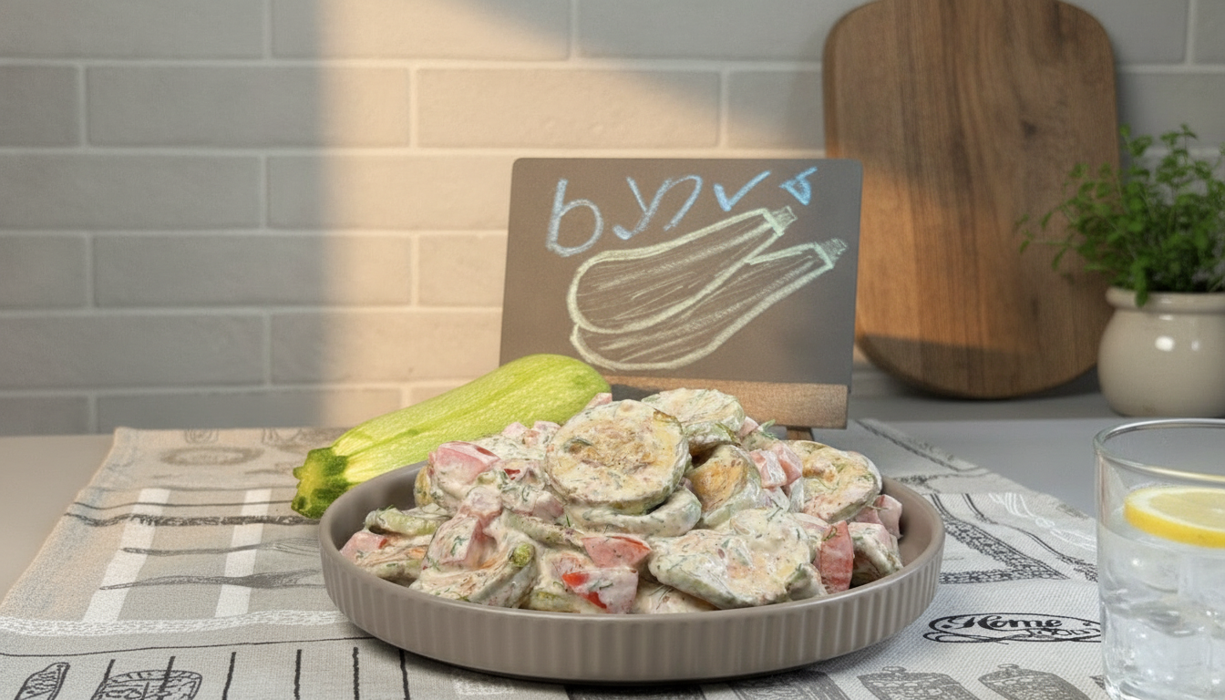 Zucchini salad with sour cream dressing