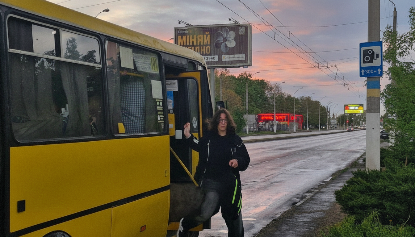 Маршрутка в Одесі на зупинці