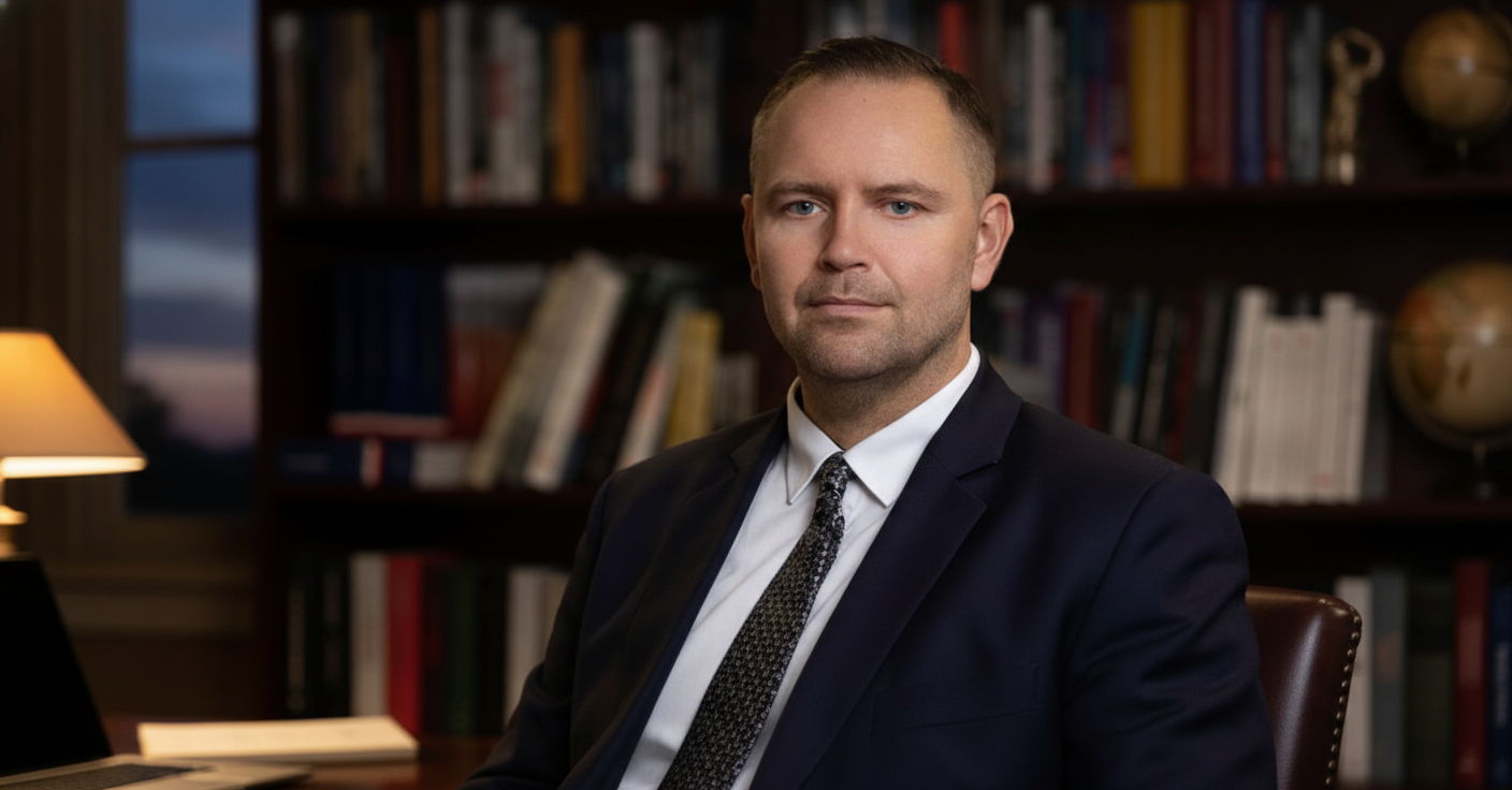 Президент Польщі виступає на фоні прапорів