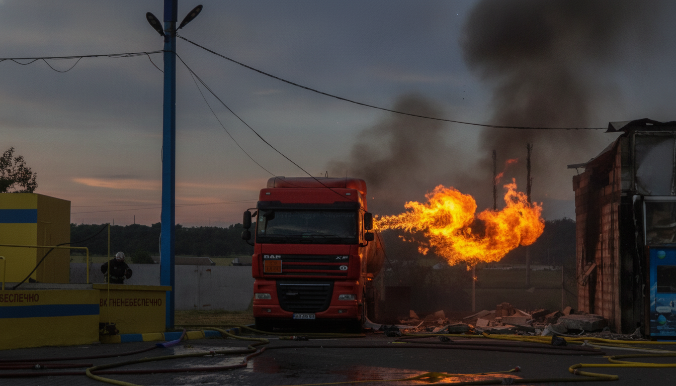 Drone Strike on Odesa Region: Fire Erupts at Gas Station After Shahed Attack
