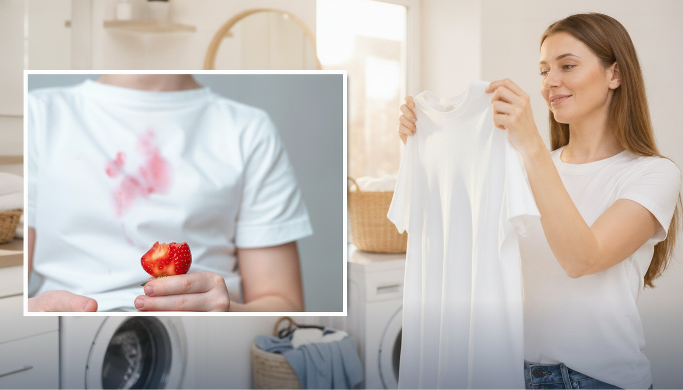 Jak w 20 minut usunąć plamy z truskawek? Domowy sposób z octem i sodą