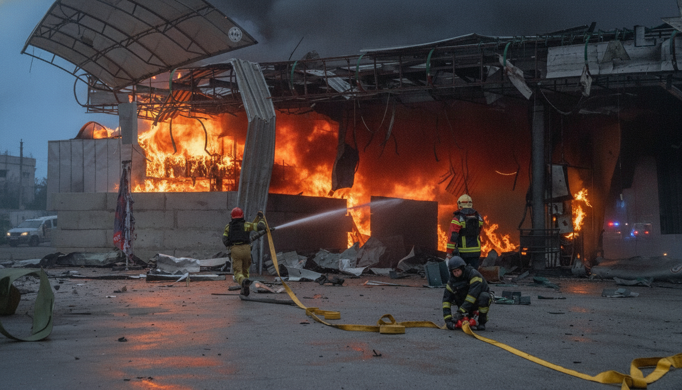 Russian Strikes Hit Hospital and Gas Station in Southern and Northern Ukraine
